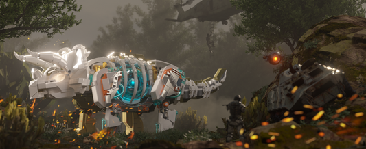 IAMBRICK Mecha Dino Triceratops mechanical dinosaur building set with armored body and three-horned silhouette