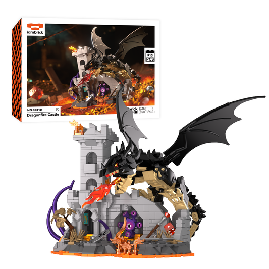 IAMBRICK Dragonfire Castle original fantasy building set as a LEGO alternative for adults