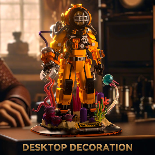 IAMBRICK steampunk building sets for adults featuring a deep-sea diver, steamship and mechanical war construct