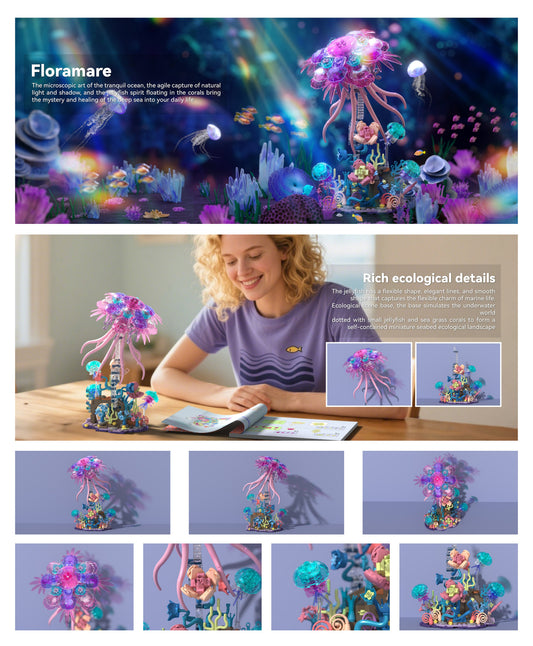 IAMBRICK Floramare fantasy jellyfish and floral building set from the Nature Companions collection