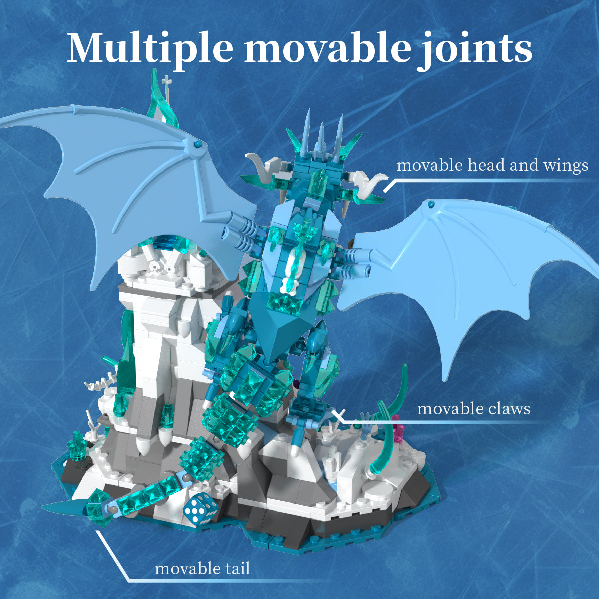 Frostspire Dominion Ice Dragon Building Set | IAMBRICK