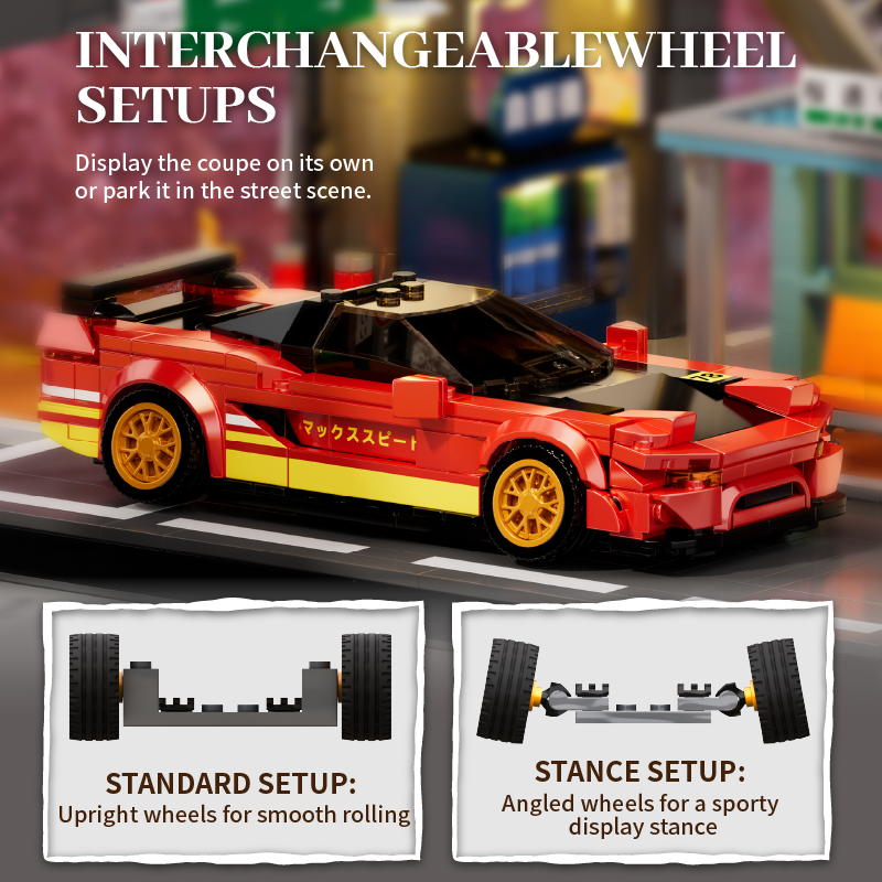 Crimson Bridge Runner 8-wide red street car with interchangeable standard and stance wheel setups