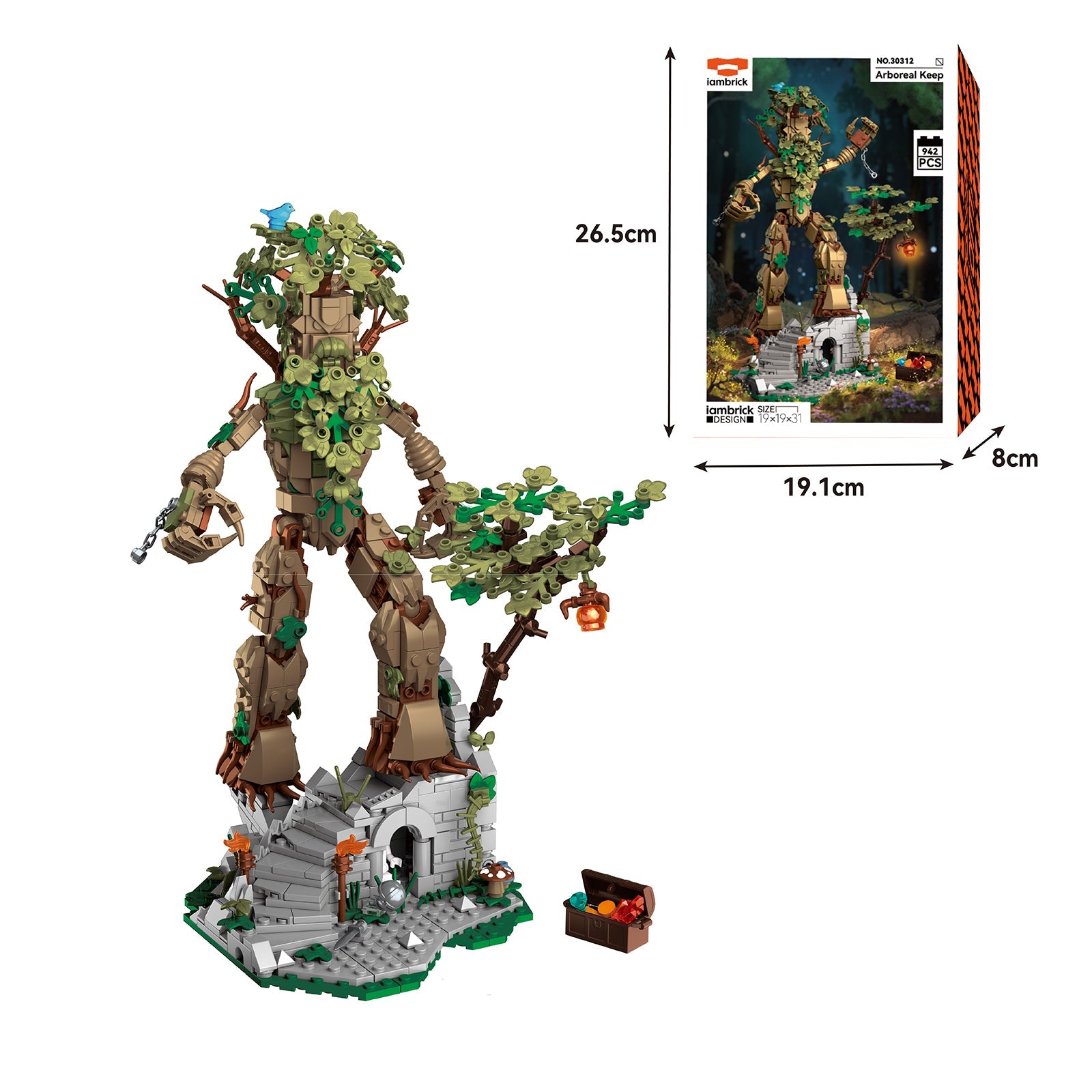 IAMBRICK Arboreal Keep fantasy building set with poseable tree guardian ancient castle and hidden treasure