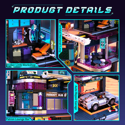 IAMBRICK Cyber Repair City cable car structure and futuristic urban building details