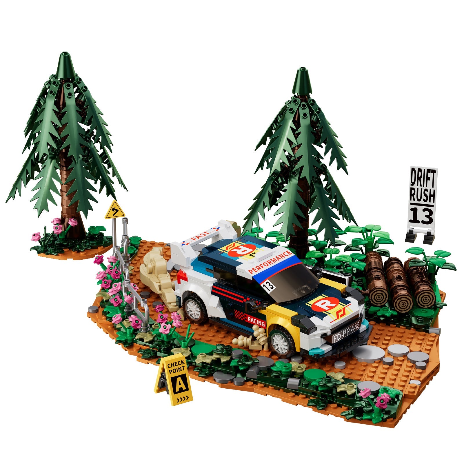 IAMBRICK Drift Rush 1049-piece rally car building set with sharp corner drift scene
