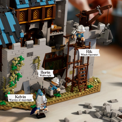 IAMBRICK Nest City Azurelight Hall medieval knight minifigures and fantasy world scene