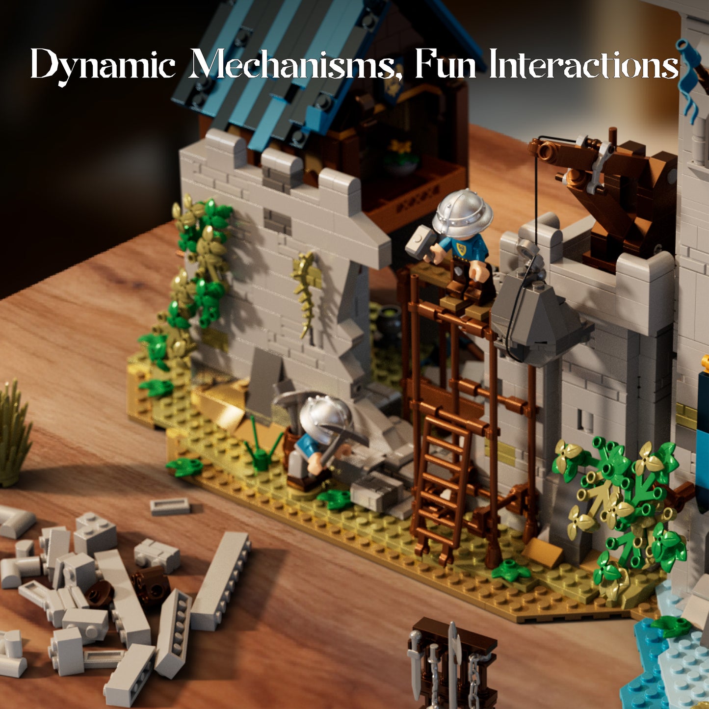 IAMBRICK Nest City Azurelight Hall fantasy castle scene with detailed architecture and display value