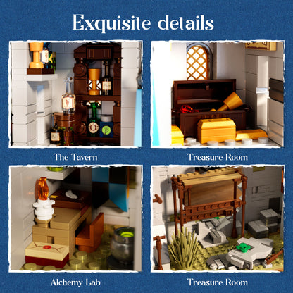 IAMBRICK Nest City Azurelight Hall modular interior details and medieval fantasy building design