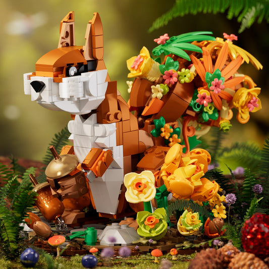 IAMBRICK SquiRose completed autumn squirrel and botanical woodland display