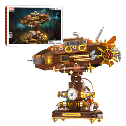 IAMBRICK Steamship of the Abyss steampunk deep-sea vessel building set with pipes armor and machinery