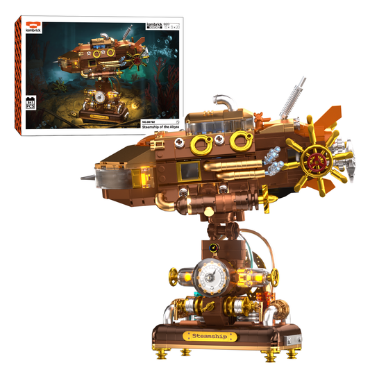 IAMBRICK Steamship of the Abyss steampunk deep-sea vessel building set with pipes armor and machinery
